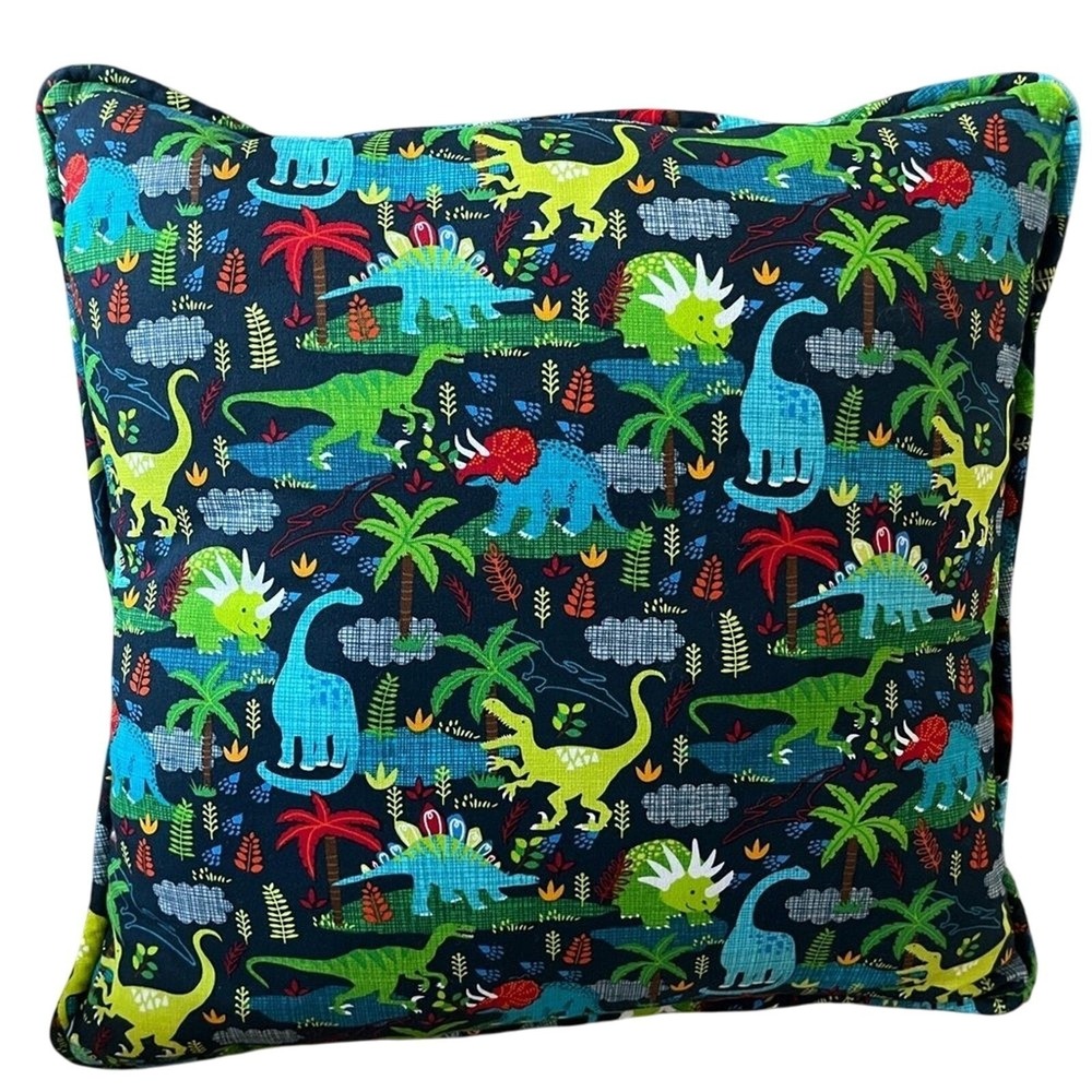 Kids Dinosaur Pillow Colorful T-Rex, Brontosaurus, & Friends Custom Made 16"
